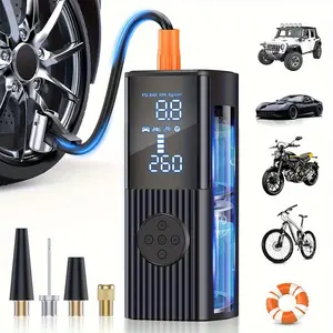 Cordless Portable Tire Inflator Rechargeable 180 PSI Digital Pressure Gauge LED Light for Car Bike Motorcycle Ball Inflation
