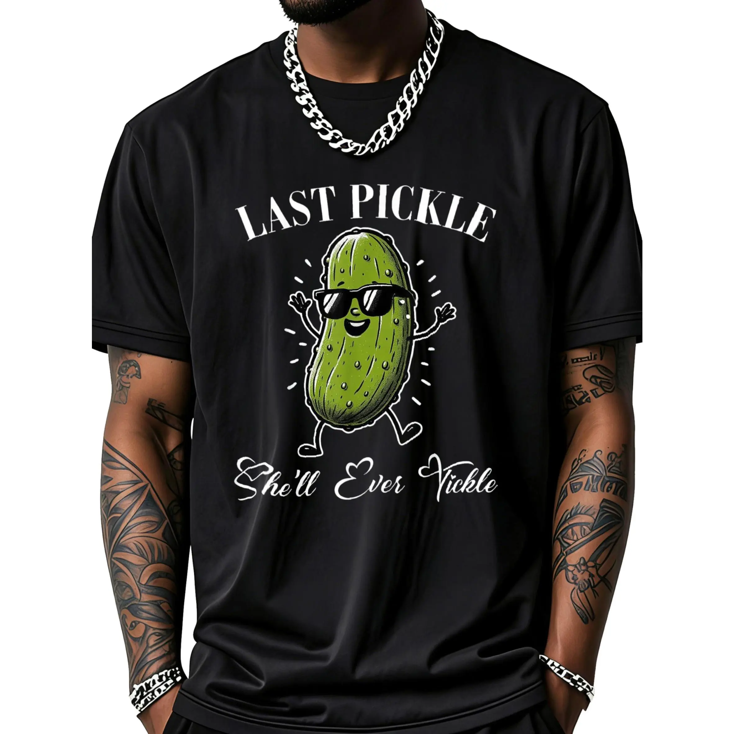 100% Cotton Last Pickle She’ll Ever Tickle Bachelor Party Humor Groom T-Shirt Unisex Adult Clothing Streetwear Crewneck Fashion