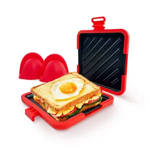 Microwave Sandwich Maker, Sandwich Toaster, 3-in-1 Toastie Panini Press, Toastie Machine with Heat-insulating Hand Grips, Kitchen Appliances for Travel Friendly Office Home