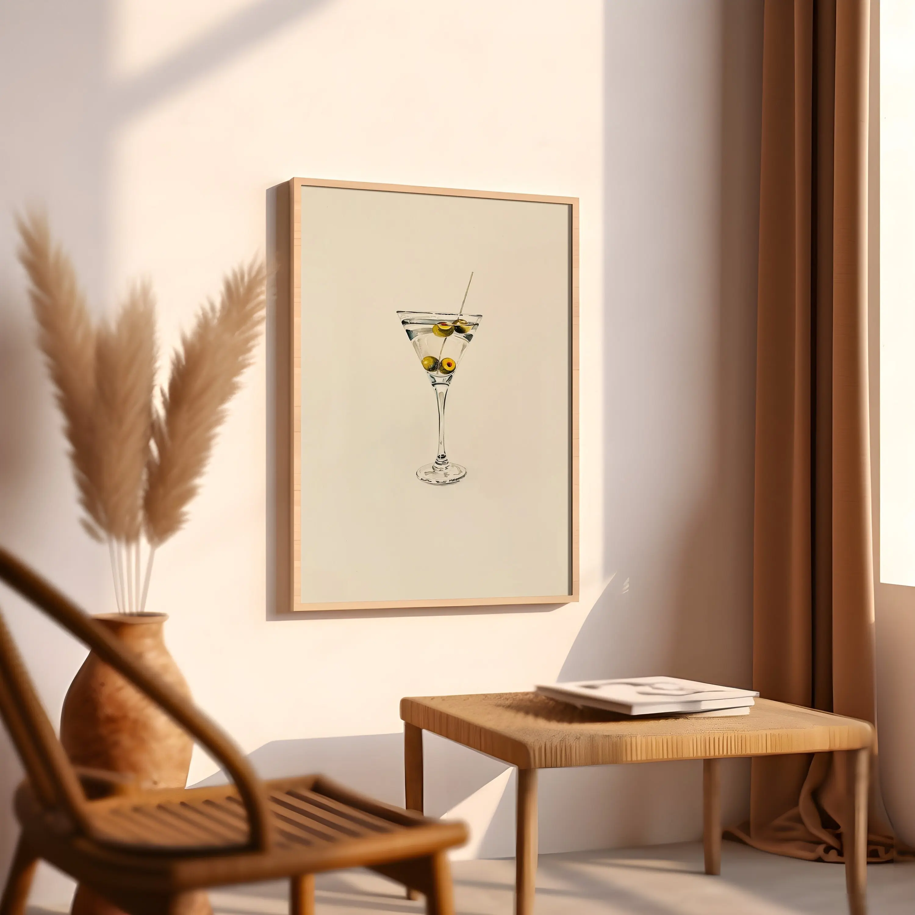 Martini Print, Retro Poster,  Minimalist Wall Art, Cocktail Menu, Alcohol Poster, Hand-Drawn, Kitchen Bar Drinks, Alcohol, D POSTER