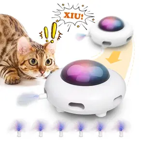 Four angels-Interactive Cat Toys for Indoor Cats, Automatic Kitten Toys, Moving Feather Kicker, Fun Exercise & Hair Removal Toy, USB Rechargeable automatic cat-UFO