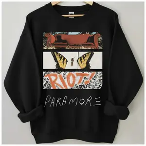 Vintage Paramore Album Cover Aesthetic Sweatshirt, Riot Brand New Eyes Fan Apparel, Butterfly, Alt Rock Band Merch Style Pullover, Y2K Emo Pop Punk, Music Lover Gift, Unisex, Streetwear