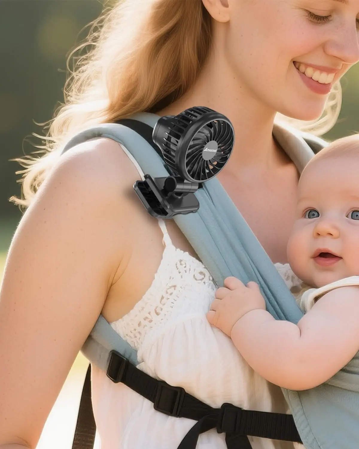 Mini Baby Fan with Clip for Carrier Stroller, Baby Essentials, Ultra Light 0.24 lb, Safe Gaps, Rechargeable 3-Speed Portable Fan, Beach Vacation Travel Essential Gear for Boys Girls, Registry Gifts