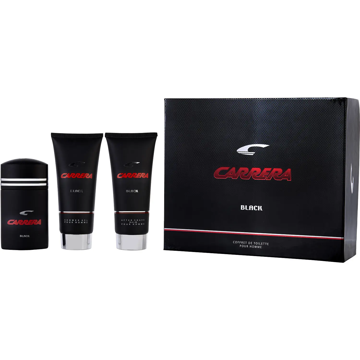 Carrera Black Set-Edt Spray 3.4 Oz & Aftershave Balm 6.8 Oz & Shower Gel 6.8 Oz For Men