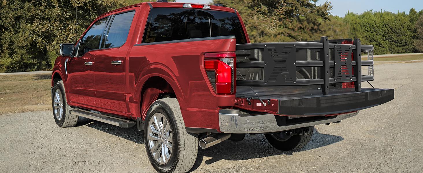 Truck bed extender cargo loaded