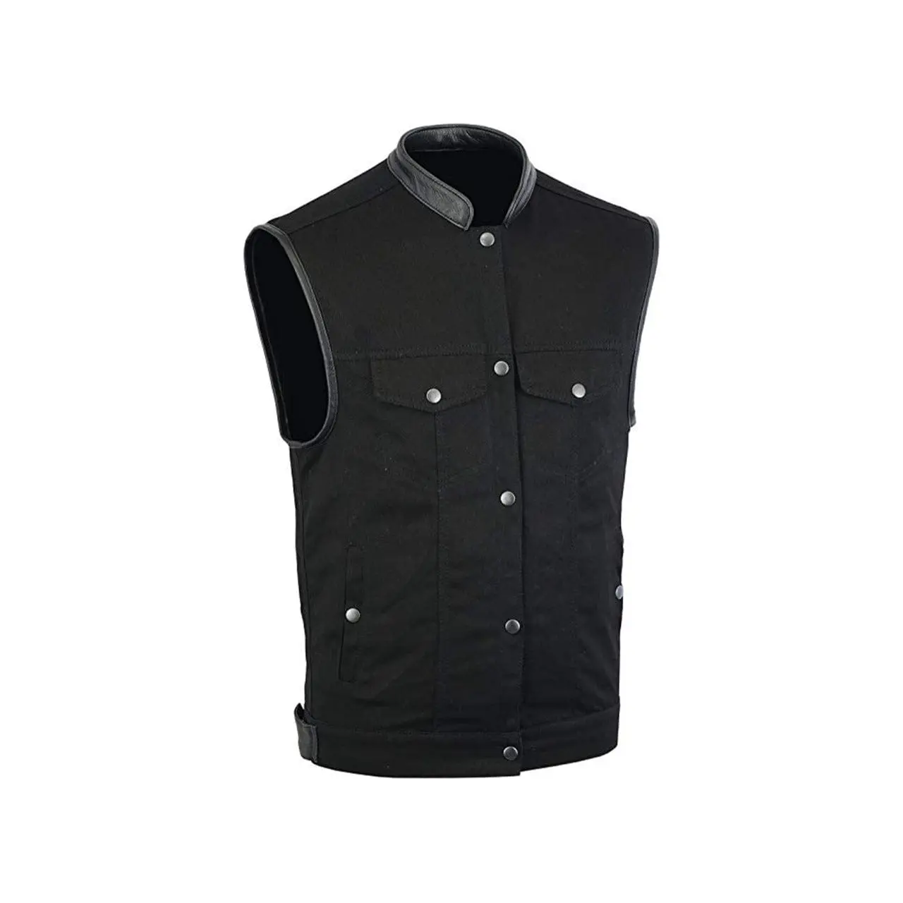 Men's Basic Black Denim Club Motorcycle Vest 100% Cotton Men's Basic Black Denim Club Motorcycle Vest 100% Cotton