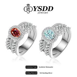 【#219 Stellar Fantasy】2Carat Oval-shaped Synthetic Moissanite Rings in 925 Sterling Silver