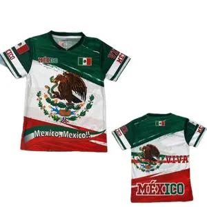 Mexico Escudo Nacional Jersey - Green with White & Red Design, Featuring Eagle and Mexican Flag, Short Sleeve Top