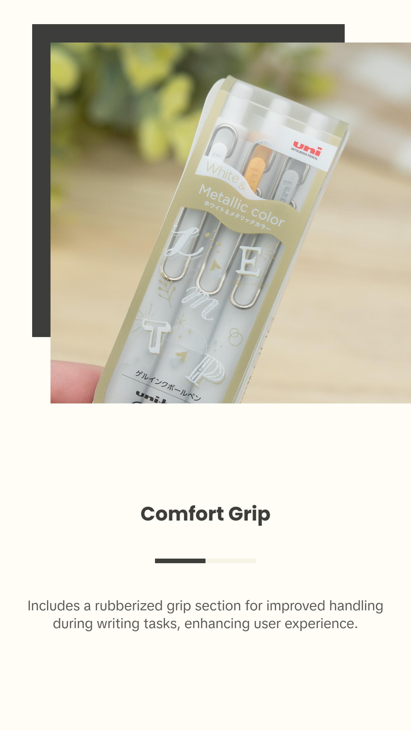 Uni-ball One Gel Pens - White & Metallic 3 Color Set (0.38mm and 0.5mm)