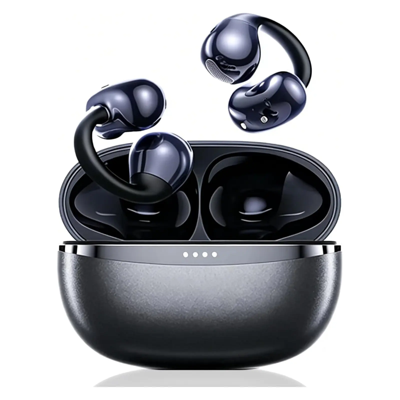 Kncfoeb Open Earbuds True Wireless Open Ear Headphones, Bluetooth 6.0  Clip-on Design Wireless Open-Ear Audio Freedom,   40H Playtime Ear Buds Waterproof Touch Control Operate Open Earphones Fit Sport, Running, Workout