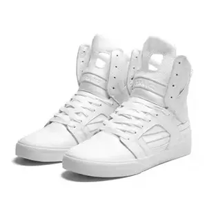 Supra Skytop II 2nd Gen Men's Ultra High Top Leather Sneakers - All White Litchi Grain Streetwear