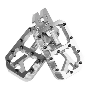 Dirt Bike Foot Pegs for Ebike Surron Light Bee X S, Color Prickly Peg,Motorcycle Aluminum Alloy Pedal for Segway X160 X260/Talaria X3 X4/E Ride PRO SS,Silver Body with Black Spikes