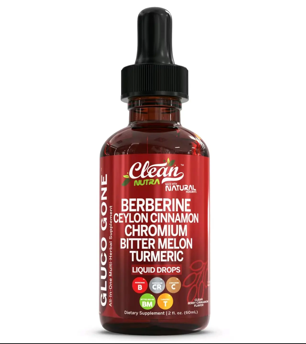 Organic Ceylon Cinnamon Berberineiquid Drops Supplement with Bitter Melon ExtractGlucomannan,Cymnema,Chromium,Turmeric,Organic Panax Ginseng