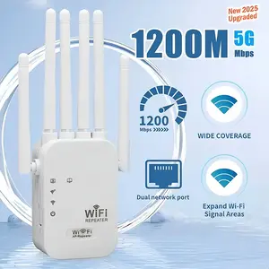 WiFi Extender 2026 6-Antenna Strong Signal, 1200Mbps Dual Band (2.4GHz) Booster, Wide Signal Coverage,Wireless Remote Amplifier, Ideal for Home Studios, Remote Workspaces, computer,office,graduation gifts,father's day gifts,Office Equipment Parts