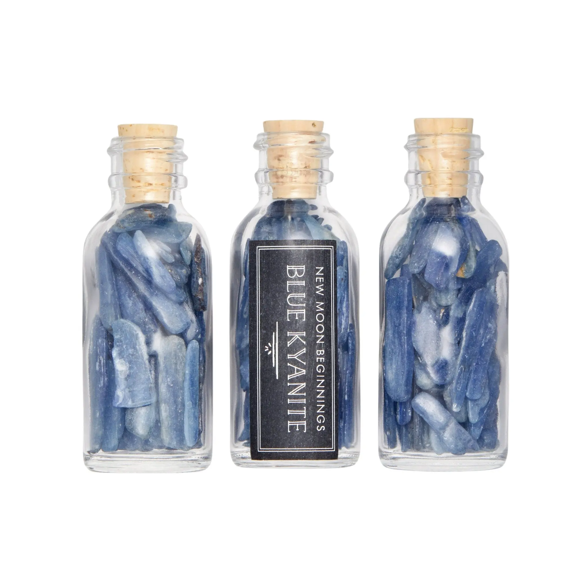 Blue Kyanite Gem Bottle - Polished Chips of Blue Kyanite Crystals