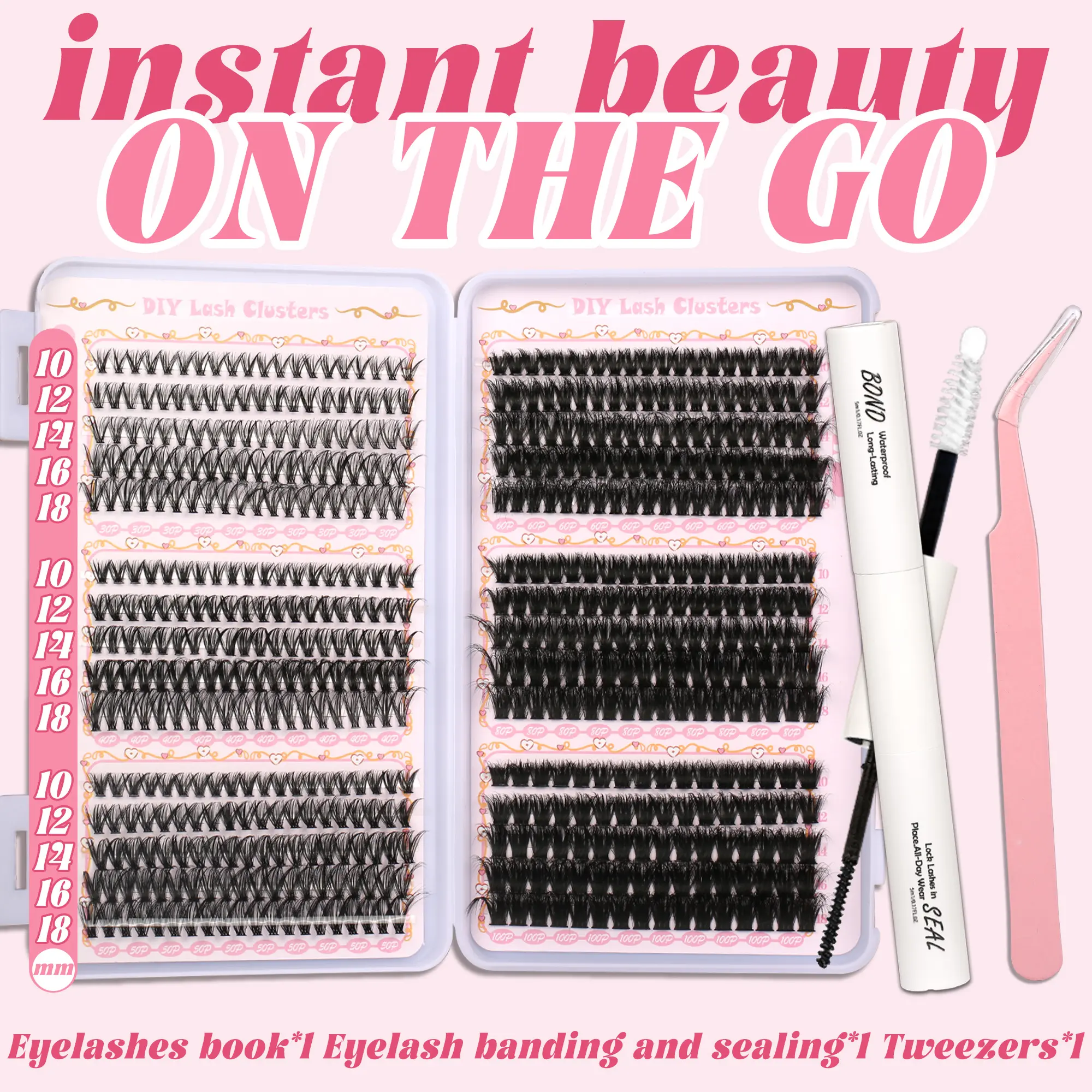 Lash Clusters Book 30D/40D/50D/60D/80D/100D Clusters Book Extensions Kit lash clusters kit Eyelash Extension Kit Eye Lashes, fairy lash clusters Extension Kit Lashes Clusters KitWispy Manga Lashes, Individual Lashes Eyelash Extension Makeup