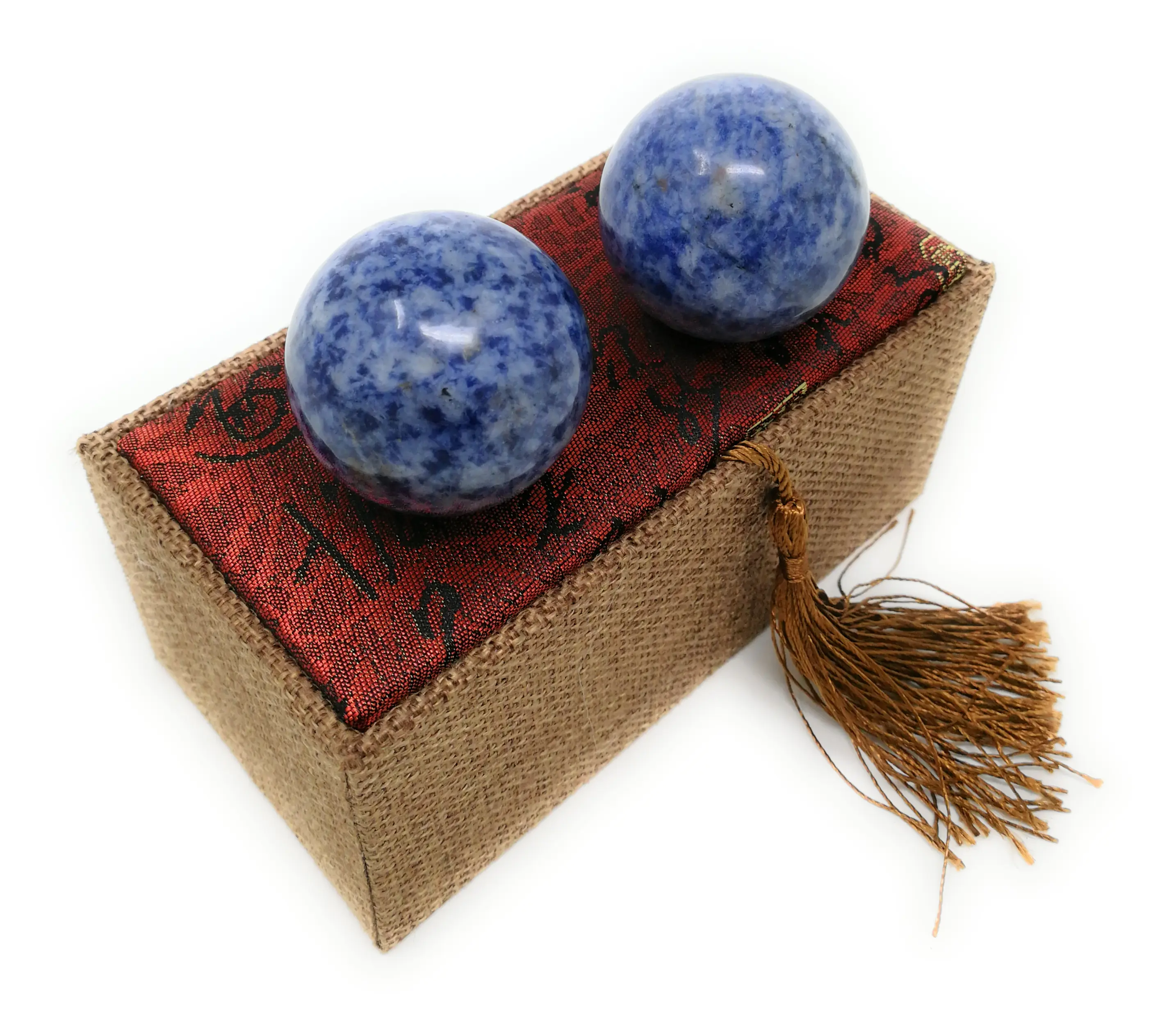 Thy Home Traditional Blue Corundum Marble Baoding Balls, 1.5 in Solid Manual Massage Tool for Stress Relief & Blood Flow Improvement, Adult Body Care Pack, Stone, 1.5 Inches, Two Pieces