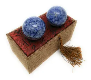 Blue Corundum Marble Stone Chinese Healthy Exercise Massage Baoding Balls, Body Care, Pack