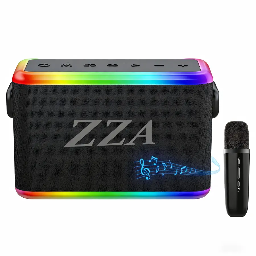 Summervibes ZZA Portable Karaoke Machine, Bluetooth Speaker with 1 Wireless Microphone & Party LED Lights, All-Age Karaoke Microphone, USB TF AUX Multi-Mode for Home Outdoor Summer Party