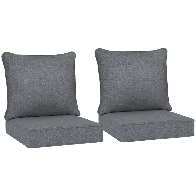 4-Piece Gray Patio Chair Cushions Set with Seat and Backrest, High-Density Foam, Breathable Anti-UV Fade-Resistant Water-Repellent Weather-Resistant Quick-Drying Double-Sided Outdoor Sofa Cushions, Anti-Uv Sofa Cushion, Fade Sofa Cushion