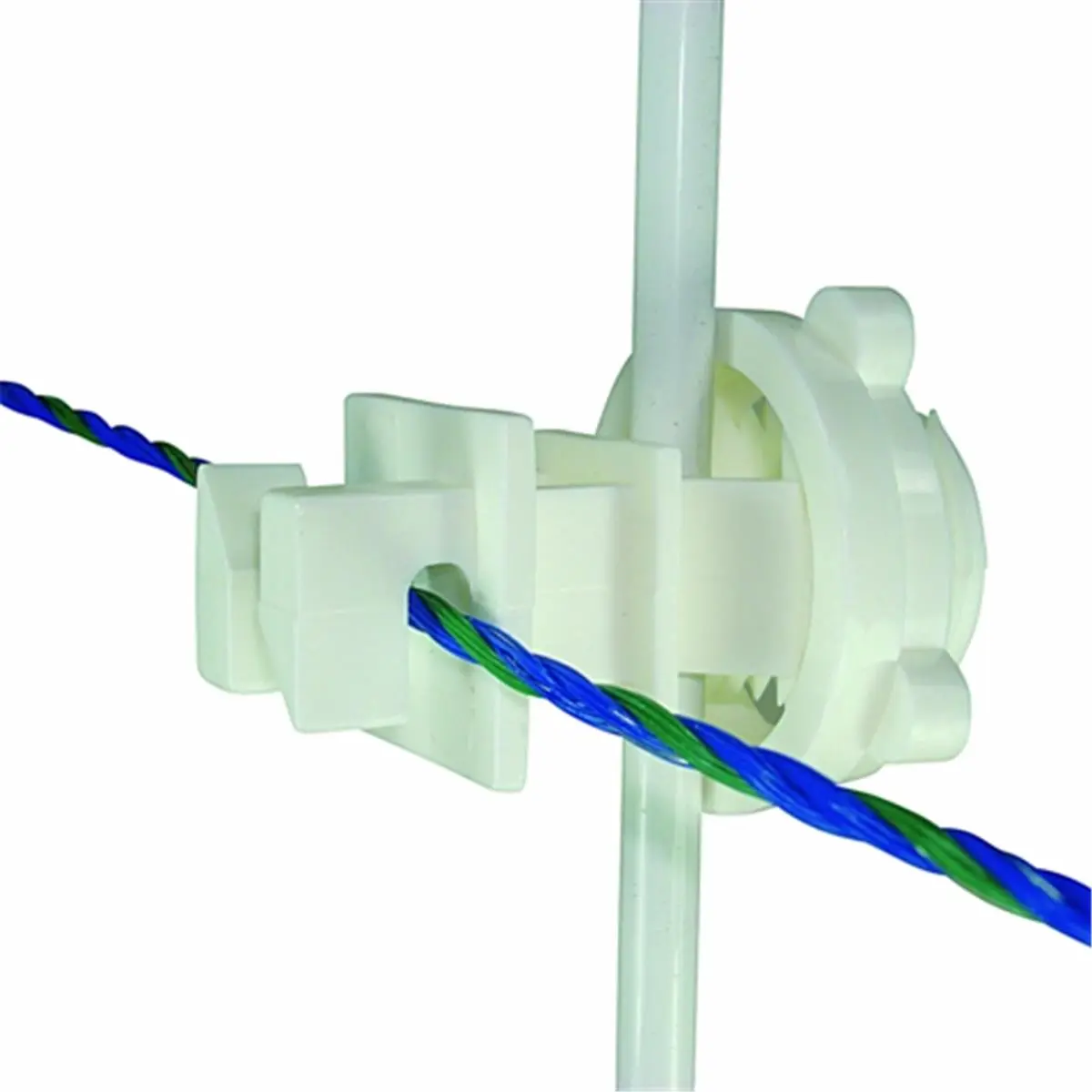 Field Guardian W-Style Screw-On Fence Post Insulator - Screw-On Compression, Easy to Grip, Quick Installation, Strong Attachment Ring for Round Posts, Fits Polywire, Wire, 1/4 in. Polyropes, HDPE, 1 lbs, 11 x 8 x 4 in., White Pet Training & Behavior Aid