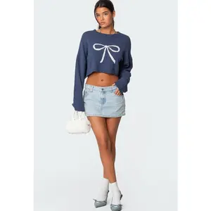 EDIKTED Chiara Denim Micro Skirt - Low Rise Waist 100% Cotton Denim with Front & Back Pockets Front Zip & Button Closure