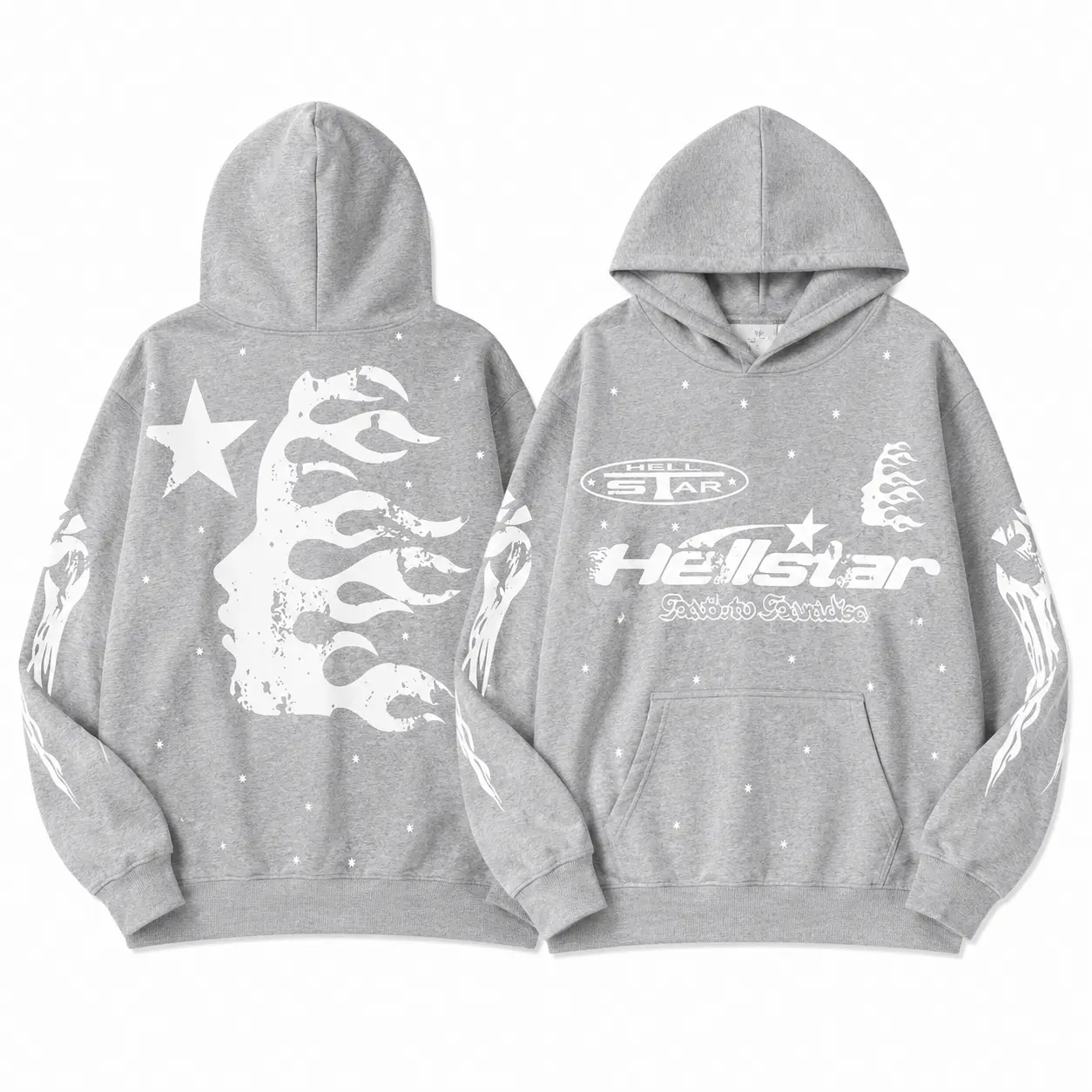 Retro Gray Hellstar Fashion Hoodie 2025 – Unisex Oversized Graphic Hoodie, Lightweight Long Sleeve Streetwear Jacket, Casual Sportswear Top, Everyday Pullover-Inspired Zip Hoodie, S–5XL