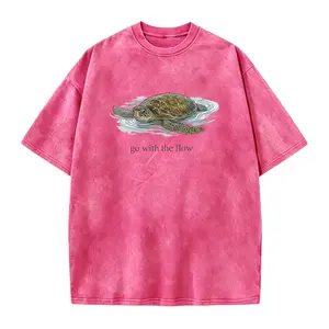 Go With The Flow Sea Turtle T-Shirt, Vintage Aesthetic, Sea Turtle Graphic Tee, Minimalist Unisex Ocean Shirt