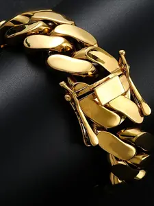 2026 Hip Hop Style Thickened 18K Gold Plated 18K Gold Plated Cuban Chain Bracelet Encrypted Electroplated Faucet Buckle Glossy Cuban Chain Bracelet St. Patrick's Day, Mardi Gras Clearance, Easter Jewelry Decoration