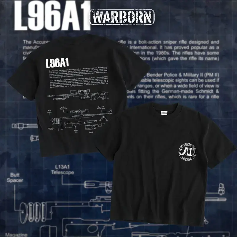 WARBORN L96A1 Sniper Rifle Graphic T-Shirt/Hoodie for Men, Tactical Military Streetwear, Long Range Shooter