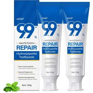 Hydroxyapatite Toothpaste 9.9% for Enamel Protection Tooth Strengthening Fluoride-Free Nano Hydroxyapatite Toothpaste for Sensitive Teeth Gentle Mint, Fresh Breath for Oral Health Pack of 2