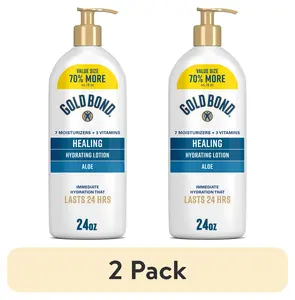 (2 Pack) Gold Bond Healing Hydrating Hand and Body Lotion & Cream for Dry Skin with Aloe, Value Size 24 Oz. Chattem Inc.