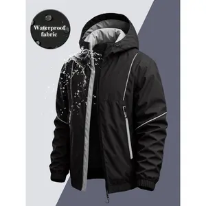 Men's Casual Waterproof Hooded Jacket, Durable Wear-Resistant Design, Breathable Tactical Coat for Hiking Fishing Daily Use