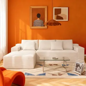 【#TikTokShopDealsforYouDays】【2 Packages Shipping】 106" Cloud Velvet L-Shaped Chaise Lounge Sofa Modular Upholstered Sectional Couch with Convertible Sofa Bed Boneless Soft Cushion for Living Room Bedroom Modern Cob Style Comfort Couches Comfy Couch