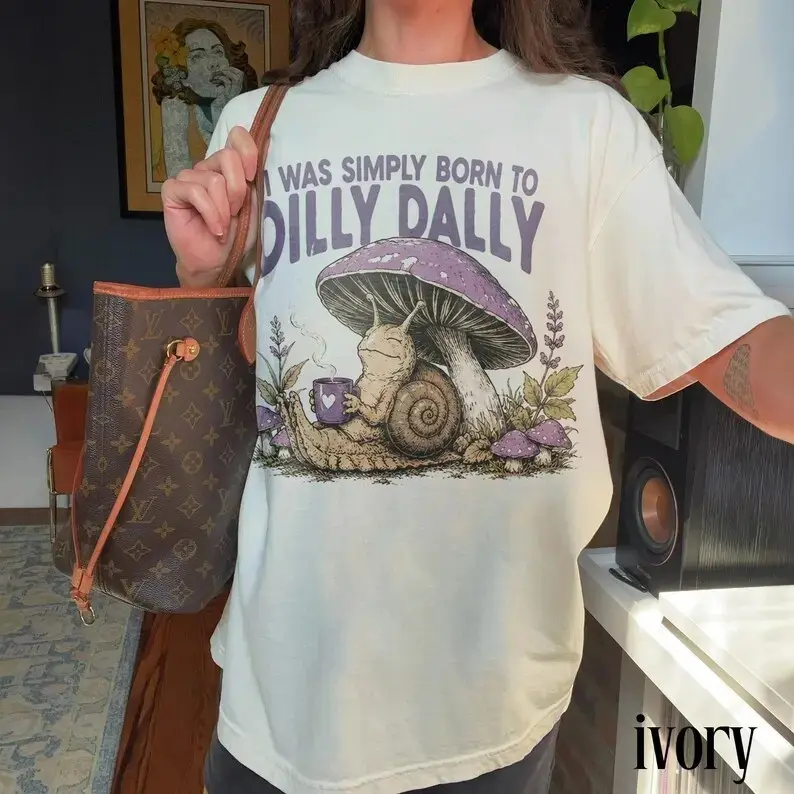 Comfort Colors Vintage Funny Snail Graphic Tee, Mushroom Cottagecore Shirt, Whimsical Forest Retro Top, Nature Gift Tee