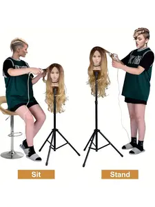 Mannequin Head Stand, Mannequin Head Stand With Bag, Wig Head Stand Metal Wig Stand Tripod, Upgrade Wig Stand Tripod for Cosmetology Hairdressing Training, Wig Stand Wig Tripod Adjustable Tripod Stand Wig Making Kit