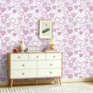 Seamless Heart Print Wallpaper Roll, Removable No Residue, Bright Long-Lasting Color, Ideal for Dorm Renovation, Wall Decor