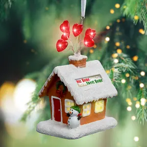 Gingerbread House New Home Ornament 2025 – Light-Up Christmas Decoration for First Homeowners