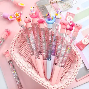 Cartoon Sandflow Glitter Gel Pens Set of 10, Random Styles High Aesthetic Girl Heart Cute Creative Pen, Student Gift Christmas Present