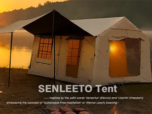 Senleetoo TikTok Viral Large Size Instant Air Tent - 10-12 Person, 129.2 sq ft Group Camping Shelter, 5-Min Setup, Oxford Fabric, Waterproof with Rainfly, Triple Doors