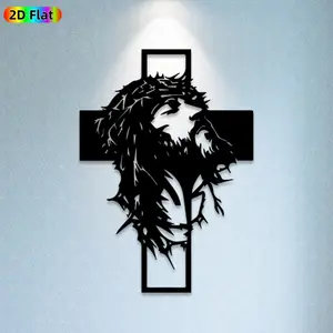 1pc Jesus on Cross Metal Wall Art, Jesus Statue Mural, Religious Home Decor Enthusiasts, Rust-Resistant Metal Wall Decor Wall Sculptures, Stylish Religious Decor, Perfect for Church Wall & Garden Fence Christian Enthusiasts Cross Design