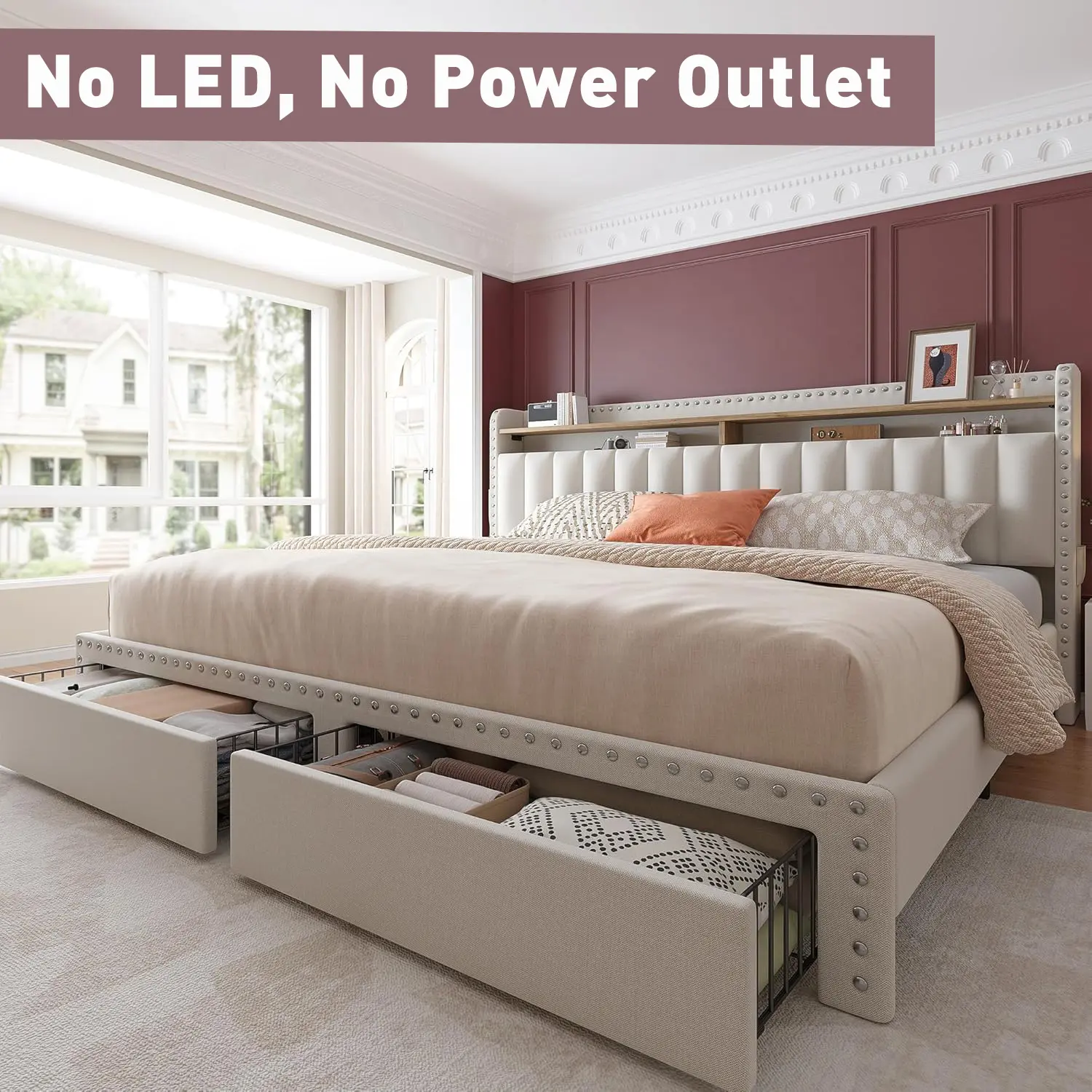 Beige with 2 Drawers