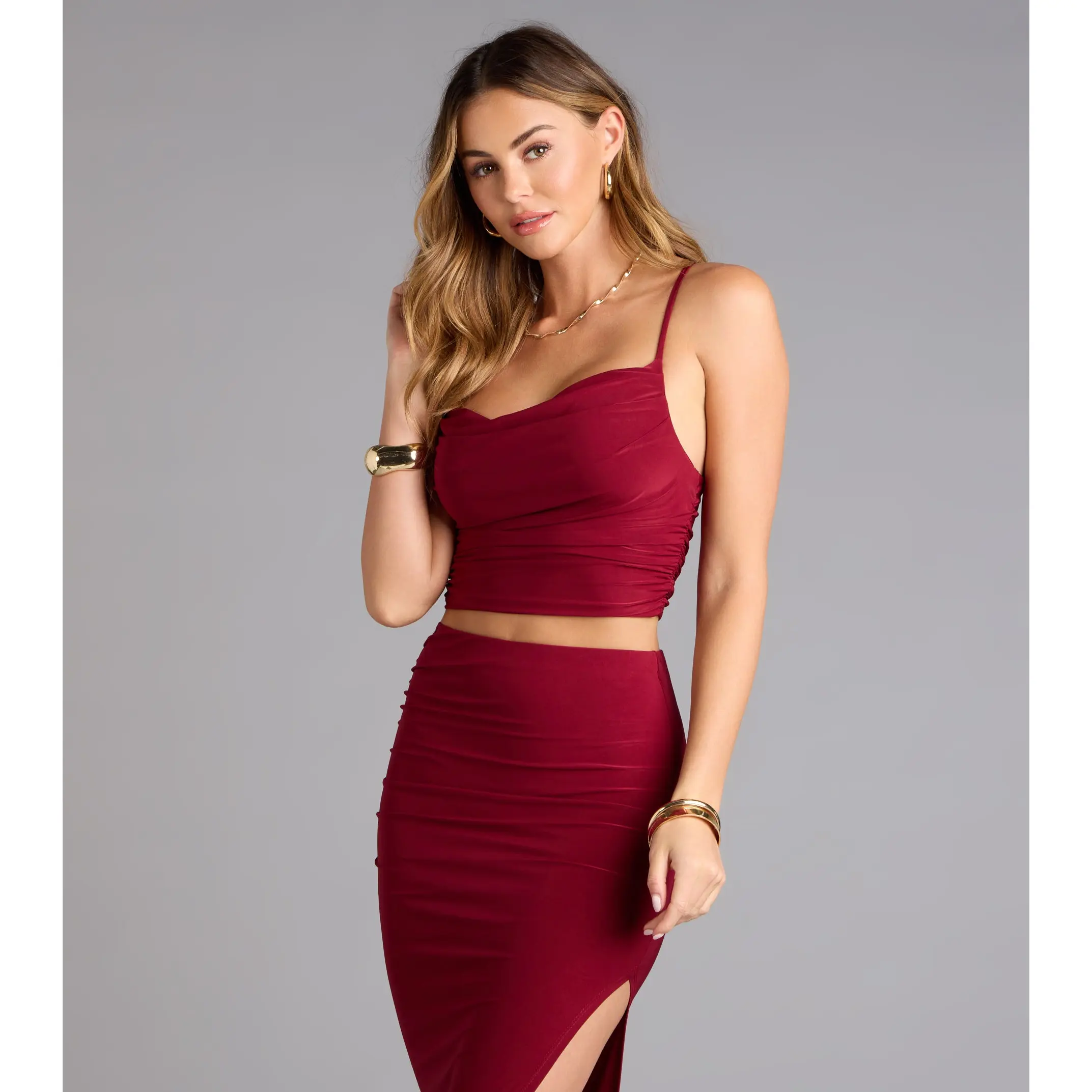 Chic Allure Cowl Neck Crop Top