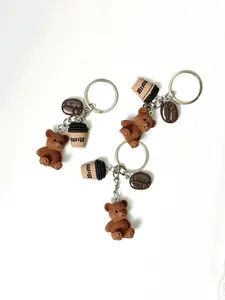 Cute Coffee Bear Keychain, Fashion Accessory for Backpack & Wallet, Stylish Bag Charm, Kawaii Keychain