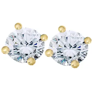VVS 2 Ct 14k Yellow Gold Moissanite Screw Back Studs 6mm