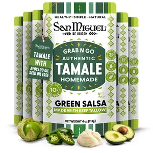 Tamale Green Salsa 6-Pack (4 oz Each) - Garlic-Infused Ready-to-Eat Authentic Mexican Pantry Food, Tomatillo Salsa, San Miguel de Origen Packaged Snack Meal