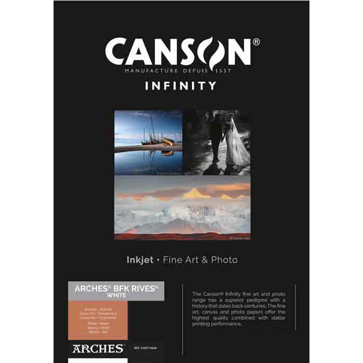 Canson Infinity ARCHES BFK Rives Soft Textured White Matte Inkjet Paper, 310gsm, 8.5x11", 10 Sheets