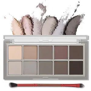 10 Colors Matte Eyeshadow Palette, Gray Brown Eye Shadow Palette Makeup, Neutral Taupe Eye Makeup Pallet, Ultra-Blendable, Long Lasting Natural Nude Eyeshadow Pallete for Older Women, Cement