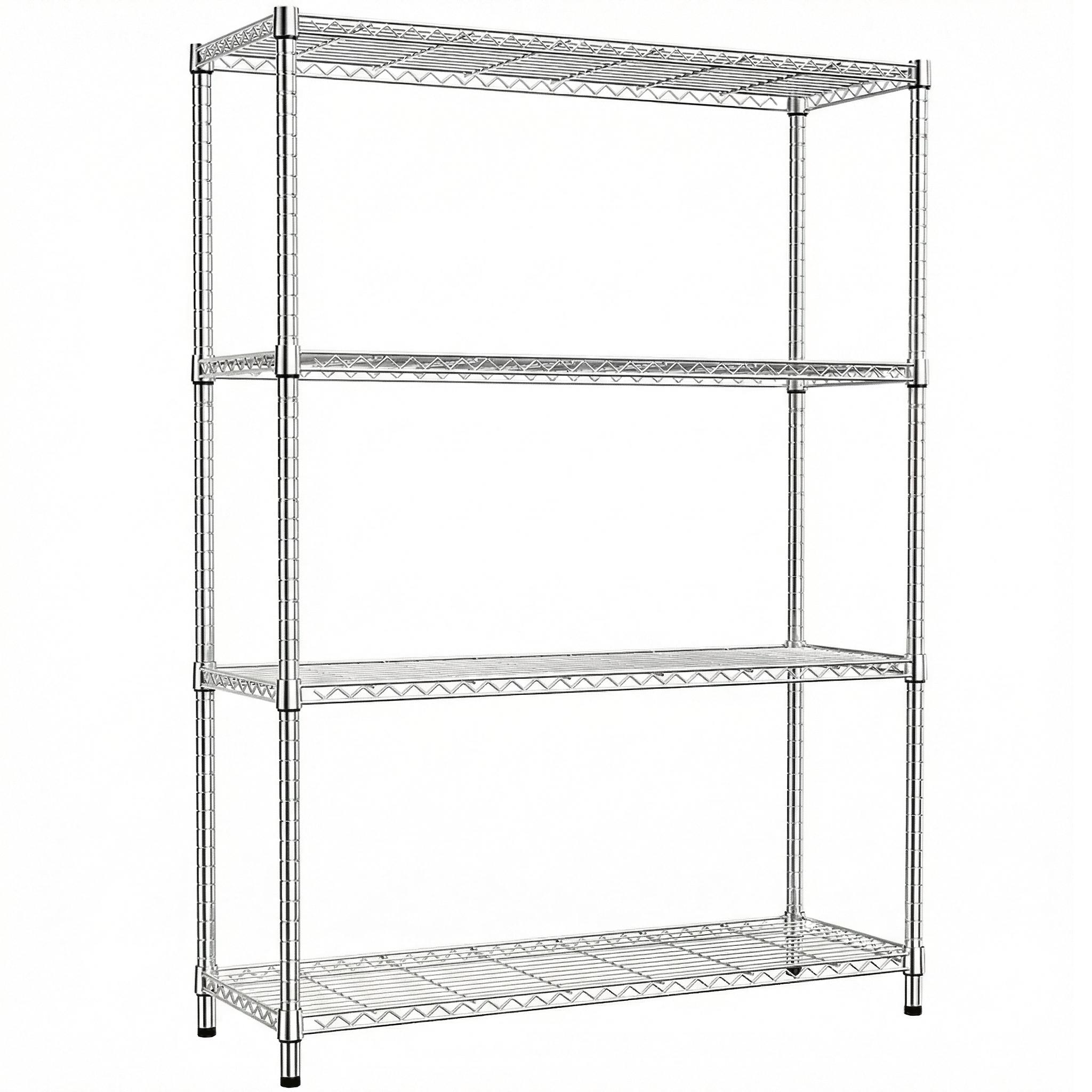 1400 Lbs 4-Shelf Storage Shelves,Wire Shelving Heavy Duty Metal Storage Shelving Unit Adjustable Garage Shelving Rack Pantry Kitchen  Chrome, 4 Tier,15.8  D X 45.3  W X 59.4  H