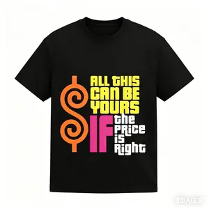 Heavyweight Men's 100 Cotton Plus Size T Shirt Featuring Vibrant Retro "All This Can Be Yours If The Price Is Right" Graphic Print Casual Round Neck Short Sleeve Tee for Casual Wear and Themed Events Unisex